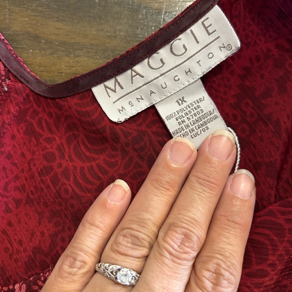 Vintage Patchwork Maggie Mcnaughton Red Sleeveles… - image 2